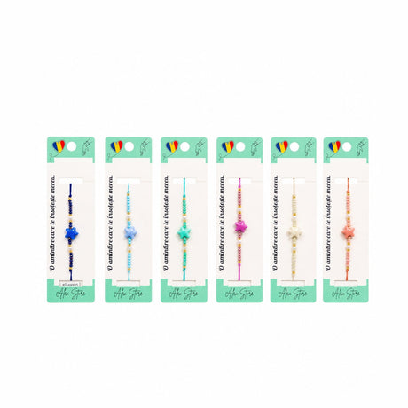 Set 12 Brățări cu Pandantiv Stea, Reglabile, Multicolore, Mărgele Decorative și Accente Elegante