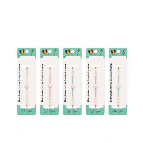 Set 12 Brățări cu Trifoi Sidef, Reglabile, Multicolore, cu Perlute Decorative