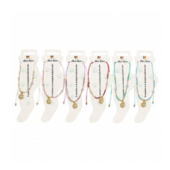 Set 12 bratari de picior Roxe, 20cm, colorate cu pandantiv melcisor si perluta
