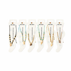 Set 12 bratari de picior Roxe, 20cm, cu scoici si margele colorate, reglabile