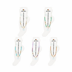 Set 12 bratari de picior Roxe, 20cm, cu steluta de mare si margele colorate, reglabile