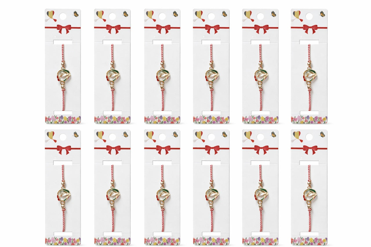Set 12 Bratari Martisor cu Lalea , Cadou 1 Martie pentru Femei, Simbol Primavara