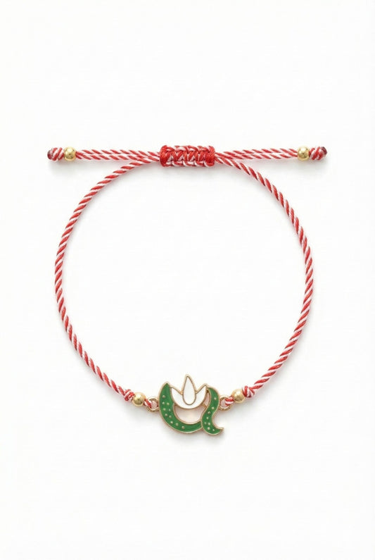 Set 12 bratari martisor cu simbol ghiocel si snur rosu alb, ambalate individual