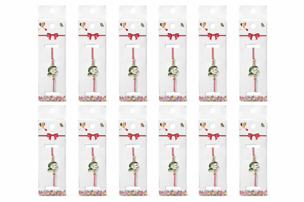 Set 12 bratari martisor cu simbol ghiocel si snur rosu alb, ambalate individual