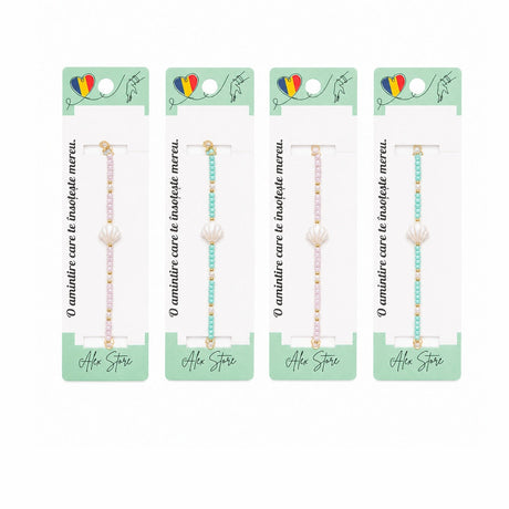 Set 12 Brățări Reglabile cu Pandantiv Scoică Perlată – Brățări Elegante de Mână cu Mărgele