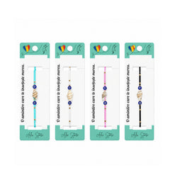 Set 12 Brățări Reglabile cu Pandantiv Scoică și Ochi Protector, Multicolore