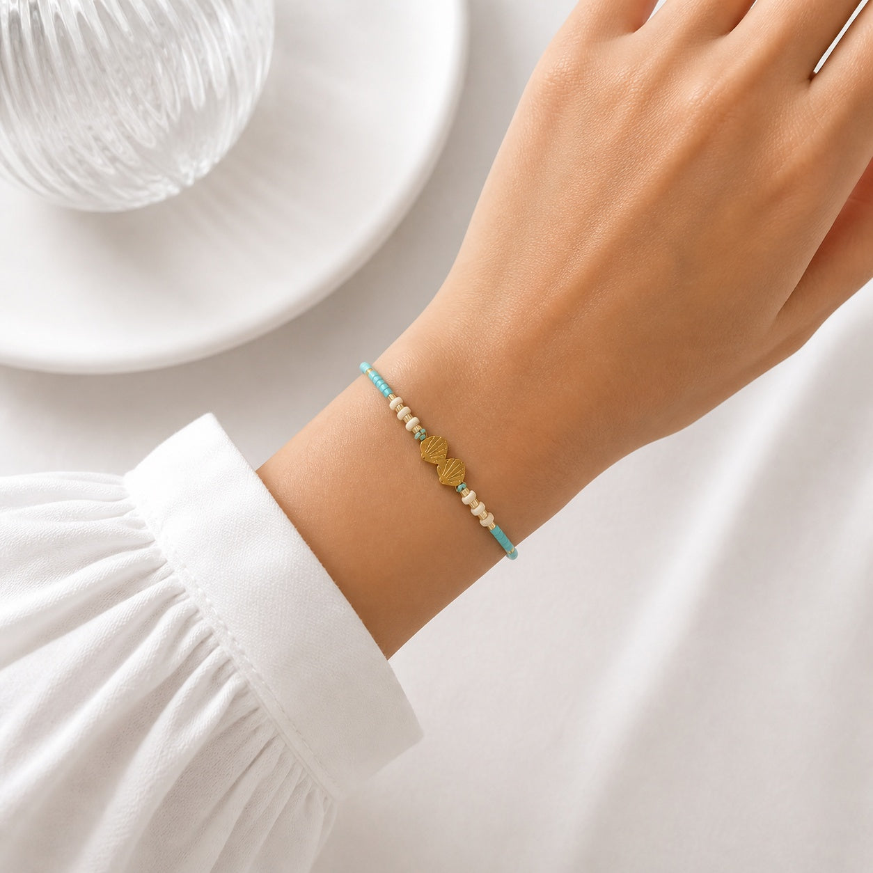 Set 12 Brățări Reglabile cu Pandantiv Scoici – Mărgele Colorate, Accesorii de Vară