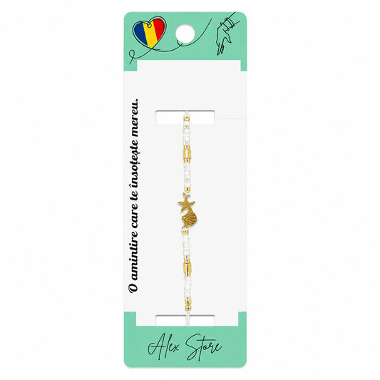 Set 12 Brățări Reglabile cu Pandantiv Stea și Scoică, Multicolore