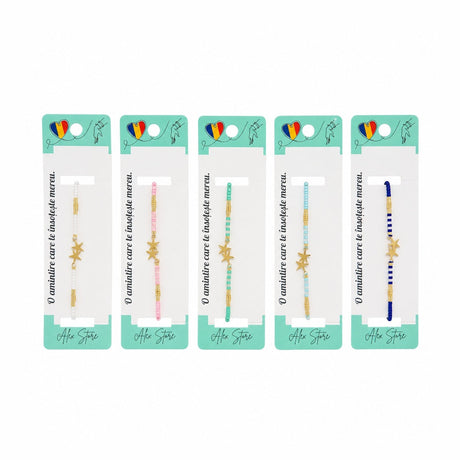 Set 12 Brățări Reglabile cu Pandantiv Steluțe – Brățări de Mână Elegante cu Mărgele Colorate