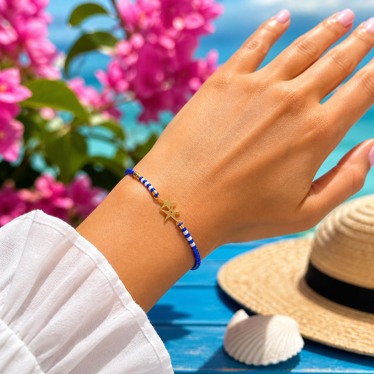 Set 12 Brățări Reglabile cu Pandantiv Steluțe – Brățări de Mână Elegante cu Mărgele Colorate