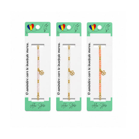 Set 12 Brățări Reglabile cu Pandantiv Trifoi Auriu – Brățări Elegante cu Mărgele