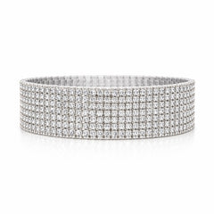 Set 12 bratari ROXE argintii elastice cu pietre albe stralucitoare elegante