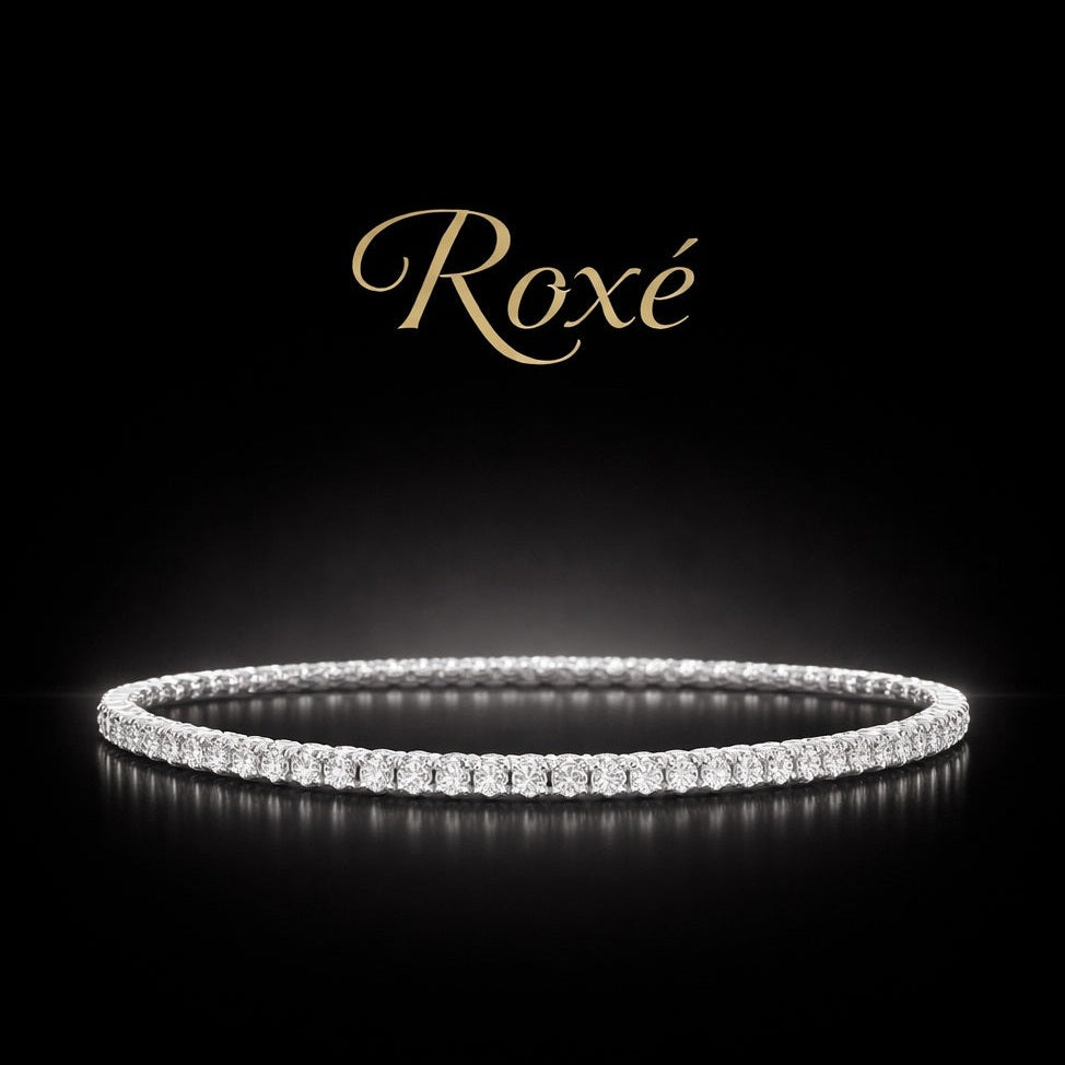 Set 12 bratari ROXE argintii elastice cu pietre albe stralucitoare elegante