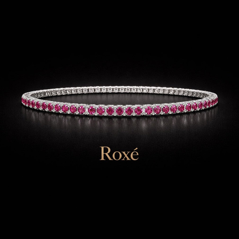 Set 12 bratari ROXE argintii elastice cu pietre magenta stralucitoare elegante
