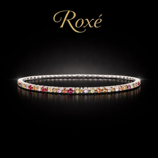 Set 12 bratari ROXE argintii elastice cu pietre multicolore roz si aurii elegante