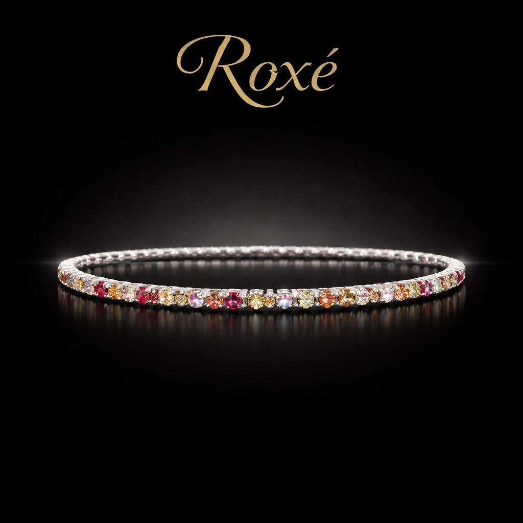Set 12 bratari ROXE argintii elastice cu pietre multicolore roz si aurii elegante