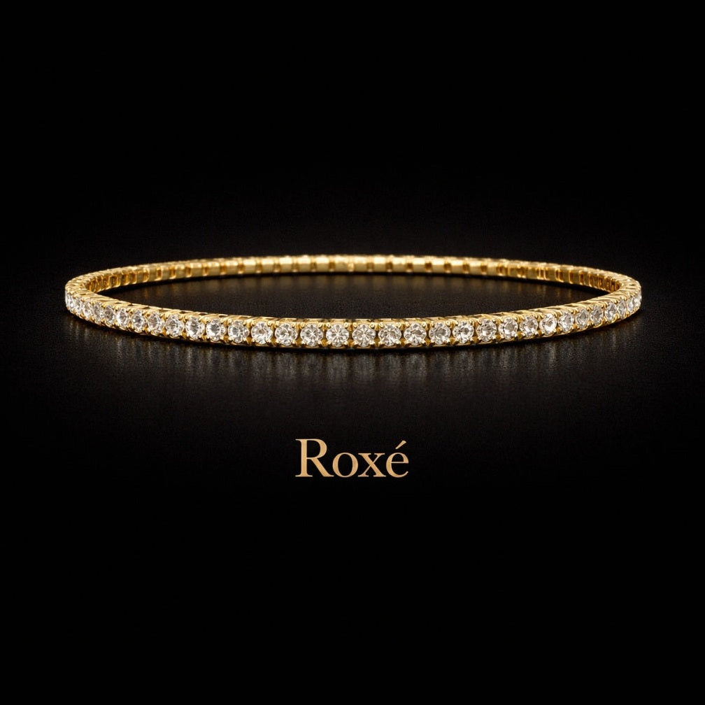 Set 12 bratari ROXE aurii elastice cu pietre albe stralucitoare elegante