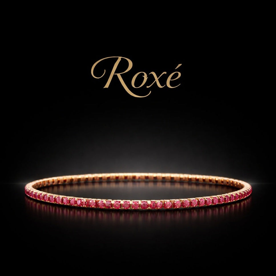 Set 12 bratari ROXE aurii elastice cu pietre magenta stralucitoare elegante