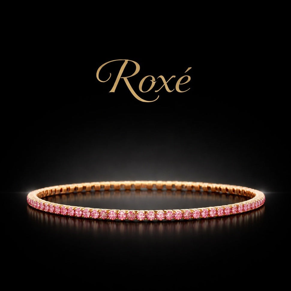 Set 12 bratari ROXE aurii elastice cu pietre roz stralucitoare elegante
