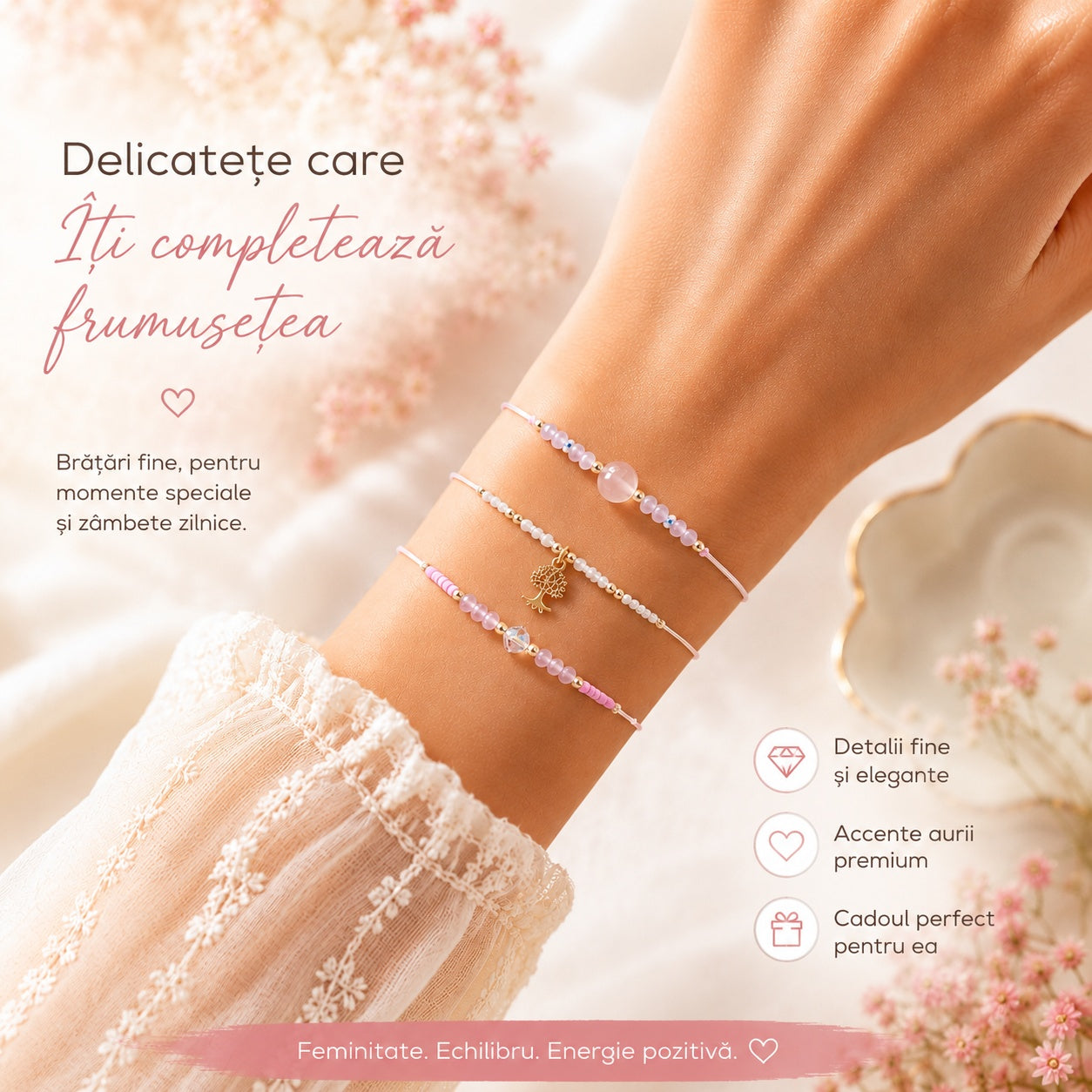 Set 12 Brățări Trio Handmade, copacul vietii – 36 Brățări Reglabile 16 cm, Design Delicat