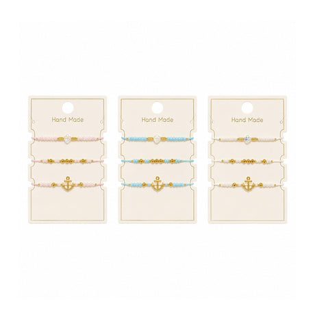 Set 12 Brățări Trio Handmade cu Ancora – 16 cm, Reglabile, Culori Diferite