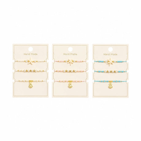 Set 12 Brățări Trio Handmade cu Stea de Mare – 16 cm, Reglabile, Culori Diferite