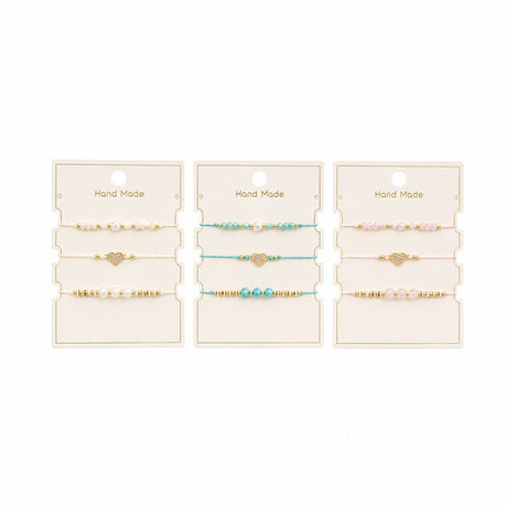 Set 12 Brățări Trio Inimioară Handmade – 16 cm, Reglabile, Culori Diferite, Elegante și Delicate