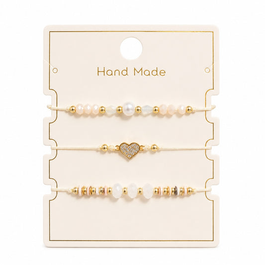 Set 12 Brățări Trio Inimioară Handmade – 16 cm, Reglabile, Culori Diferite, Elegante și Delicate