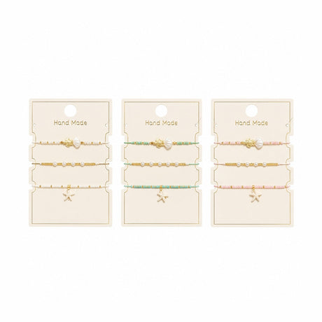 Set 12 Brățări Trio Scoică și Țestoasă Handmade – 16 cm, Reglabile, Culori Diferite