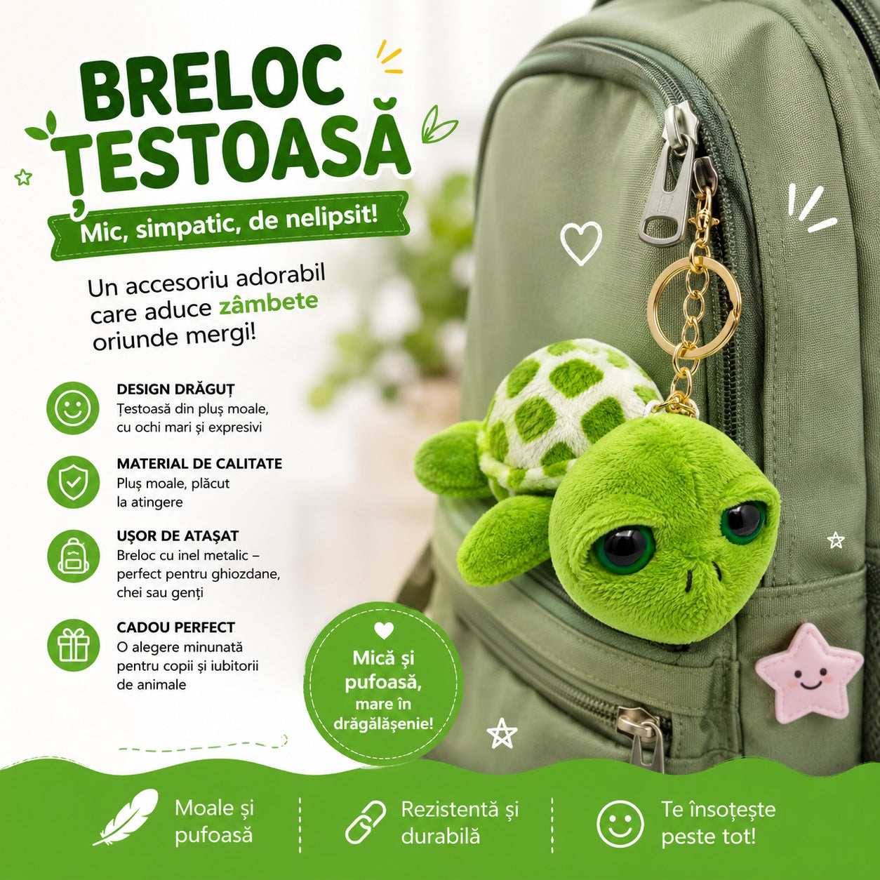 Set 12 Brelocuri de Plus Țestoasă 14 cm – Brelocuri Pufoase Mix Culori pentru Ghiozdan și Chei
