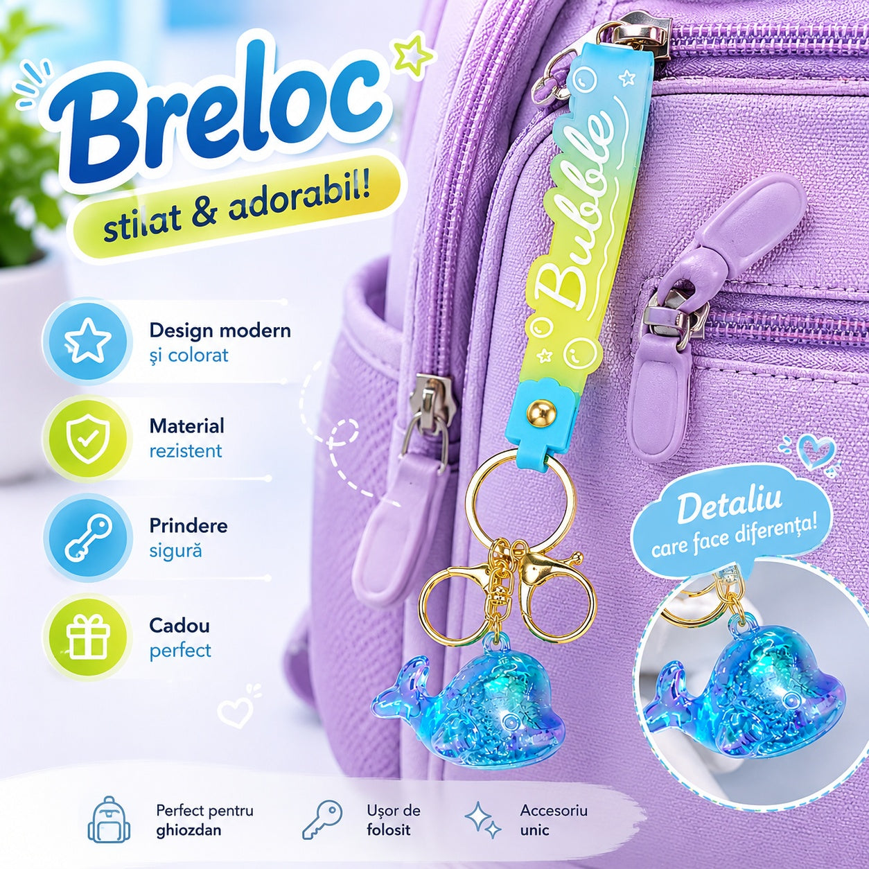 Set 12 Brelocuri Peștișor 4 cm pentru Chei și Ghiozdan – Diverse Culori