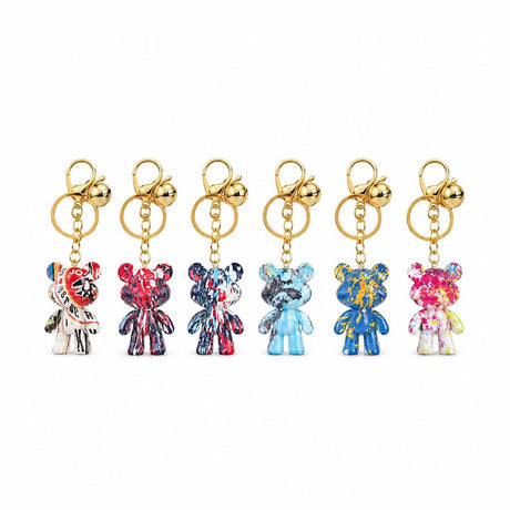 Set 12 Brelocuri Ursuleț 5,5 cm – Mix Culori Splash, Accesorii pentru Chei, Ghiozdan și Geantă