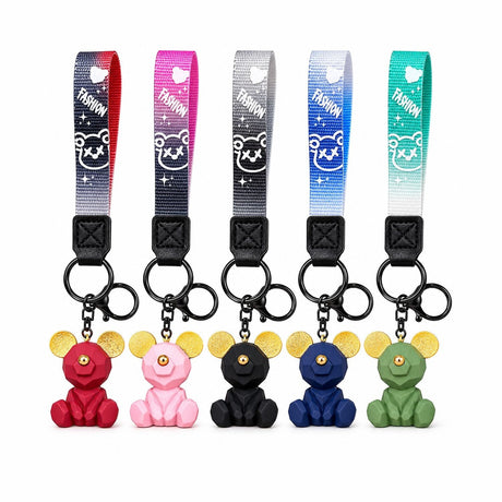 Set 12 Brelocuri Ursuleț Fashion 5 cm – Mix Culori, Accesorii Colorate pentru Chei și Ghiozdane