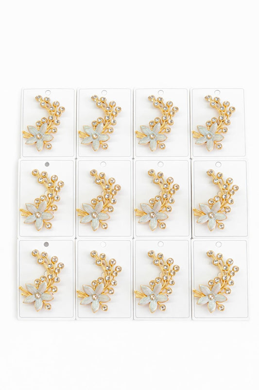 Set 12 Brose Martisor, 5 cm, Floare cu cristale, Cadou 1 Martie