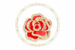 Set 12 Brose Martisor, 5cm, Trandafir cu cristale, Cadou 1 Martie