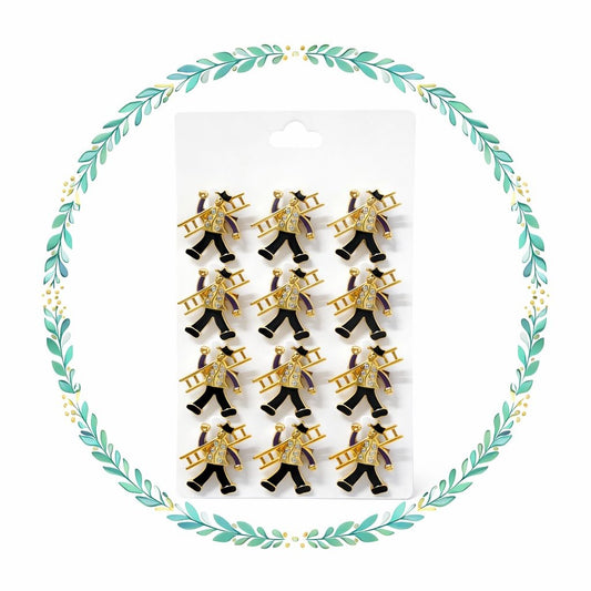Set 12 brose martisor cosar cu scara, simbol noroc si prosperitate, 15x9cm