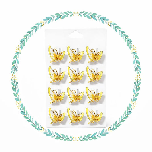 Set 12 brose martisor fluture auriu, simbol transformare si libertate 15x9cm