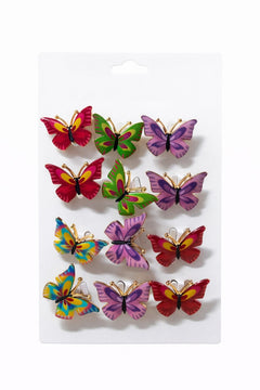 Set 12 brose martisor fluture colorat primavara 15x9cm