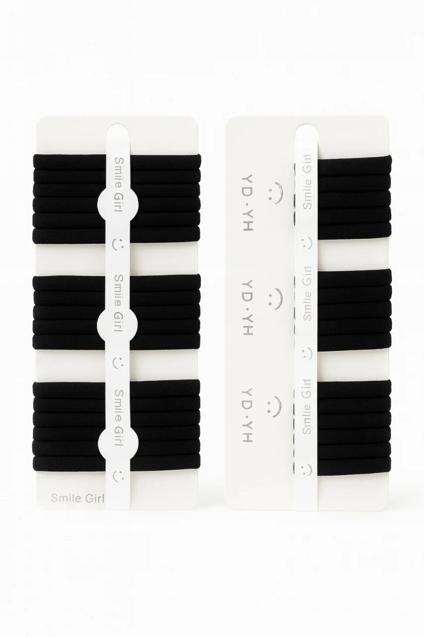 Set 12 carduri elastice par negre, 6 pe card, elastice moi si rezistente