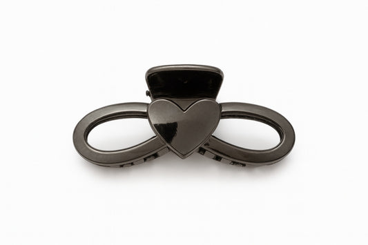 Set 12 clame par 13CM model inima infinity, prindere puternica, culoare negru lucios