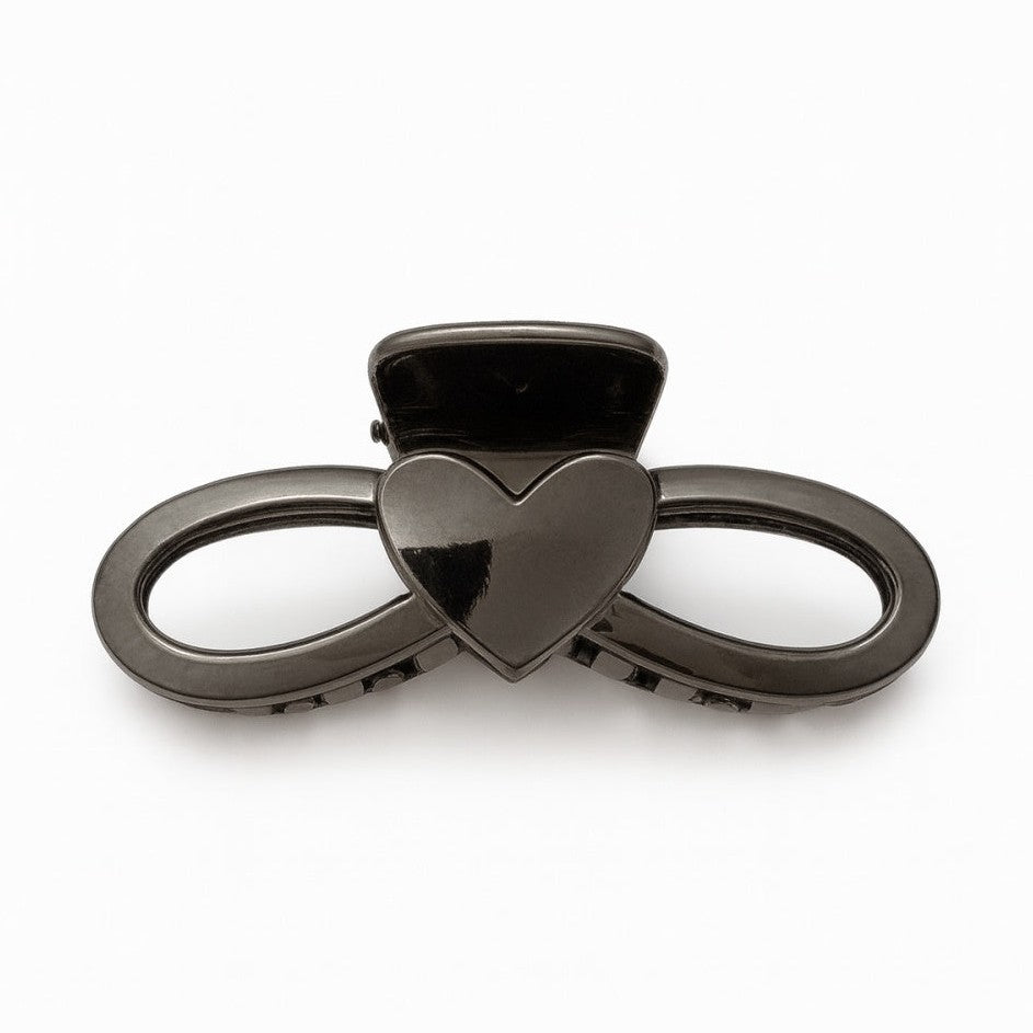 Set 12 clame par 13CM model inima infinity, prindere puternica, culoare negru lucios