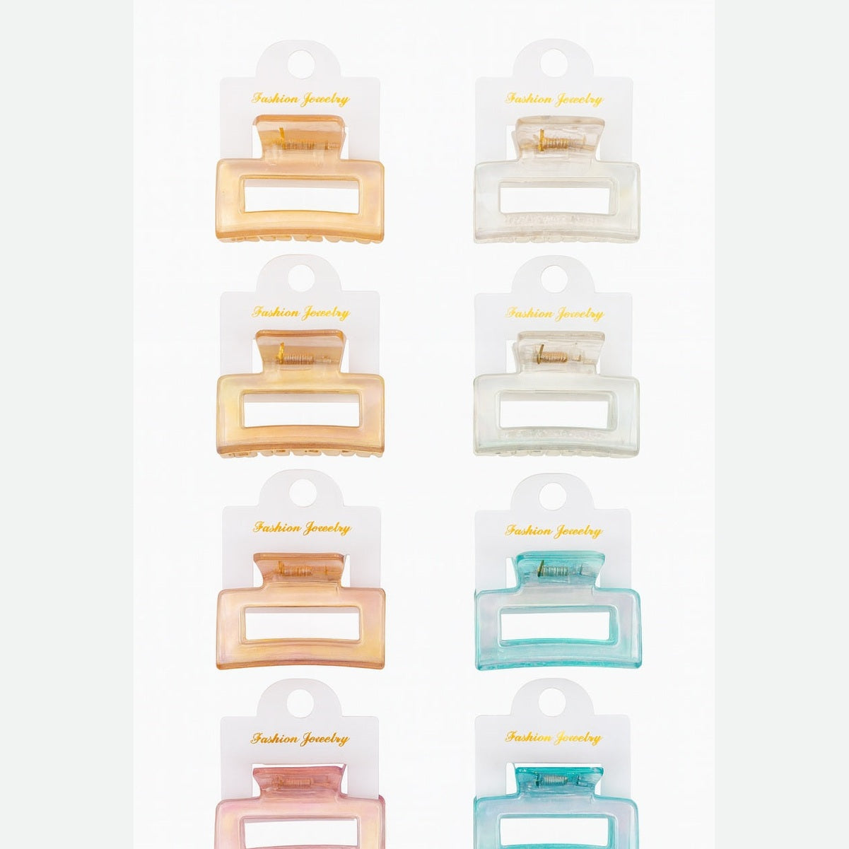 Set 12 clame par 5CM colorate, prindere puternica, model dreptunghi transparent