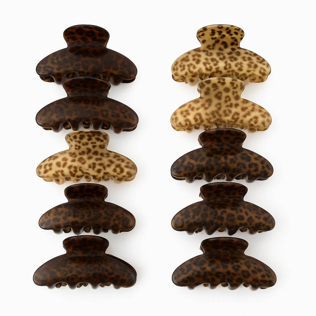 Set 12 Cleme Par 10cm Animal Print Leopard , Accesorii Rezistente si Moderne
