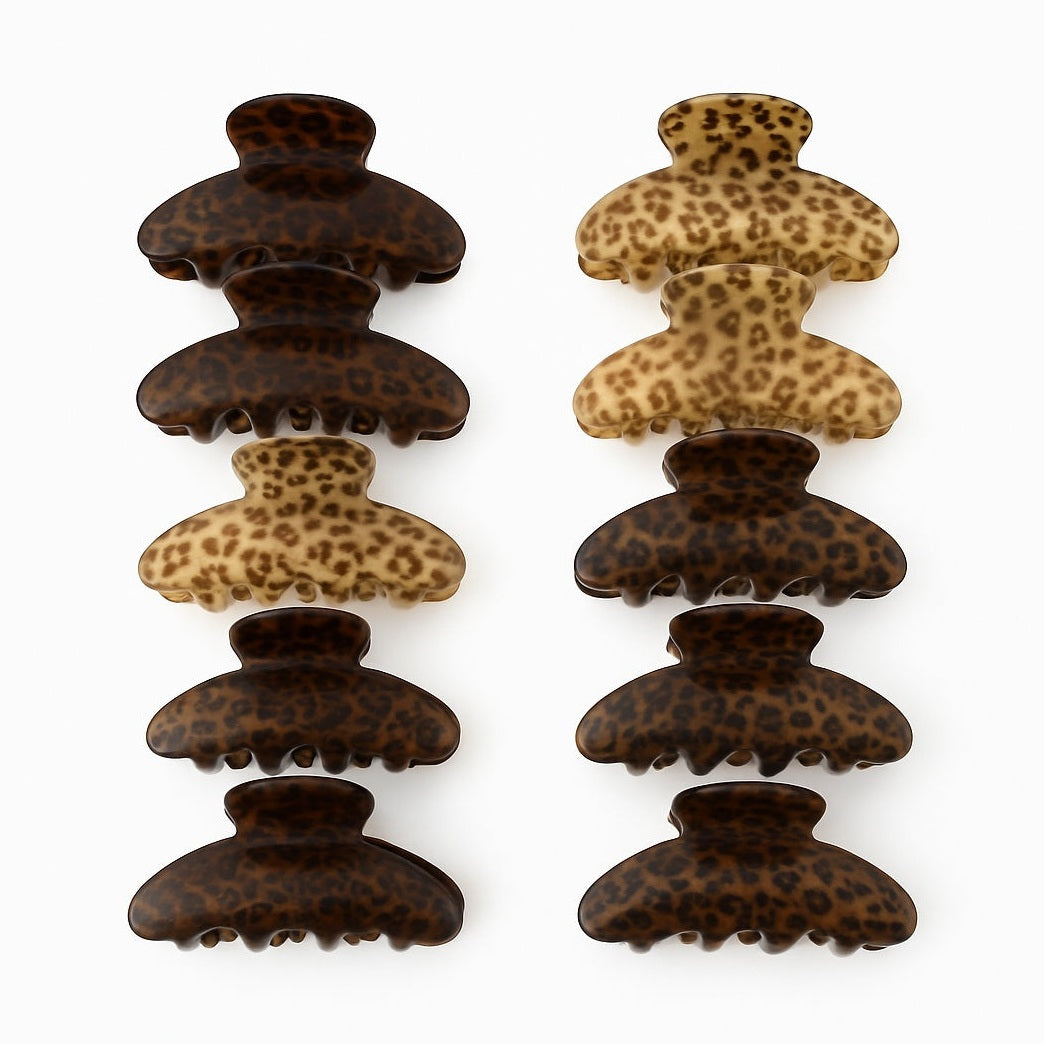 Set 12 Cleme Par 10cm Animal Print Leopard , Accesorii Rezistente si Moderne