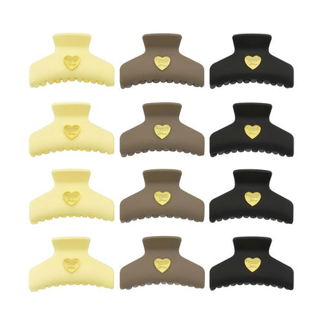 Set 12 Cleme Par 11cm Matte cu Inima Aurie , Accesorii Elegante Rezistente