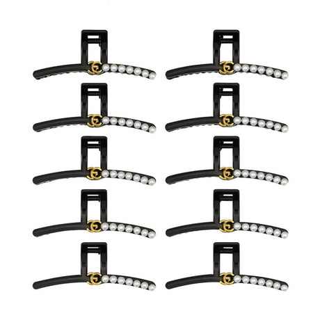 Set 12 Cleme Par 14cm cu Perle si Detalii Aurii , Accesorii Elegante Premium