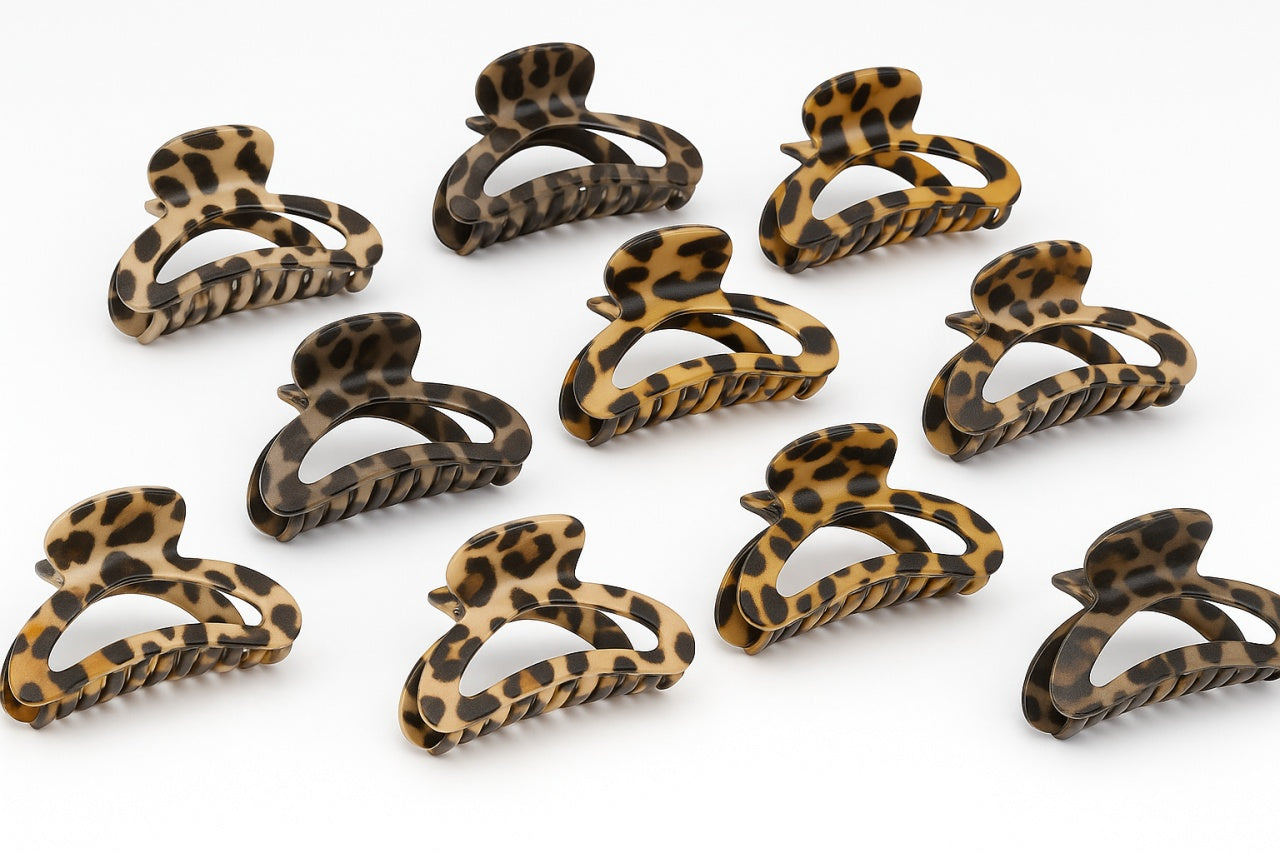 Set 12 Cleme Par 9cm Imprimeu Leopard , Accesorii Fashion Animal Print