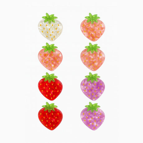 Set 12 Cleme Par 9cm Model Capsuna , Accesorii Colorate Fructe Trendy