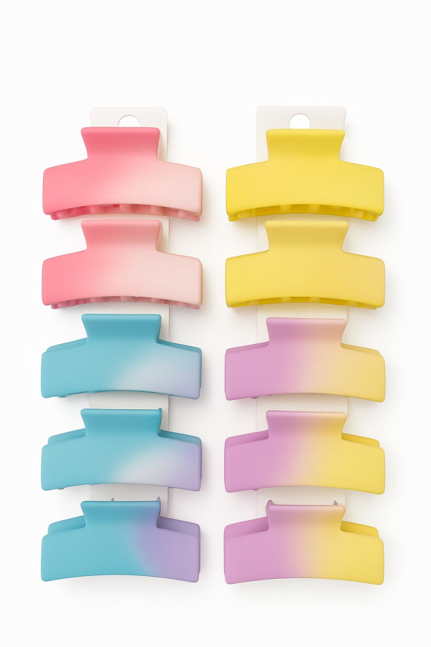 Set 12 Cleme Par 9cm Pastel Ombre , Accesorii Colorate si Rezistente pentru Coafuri
