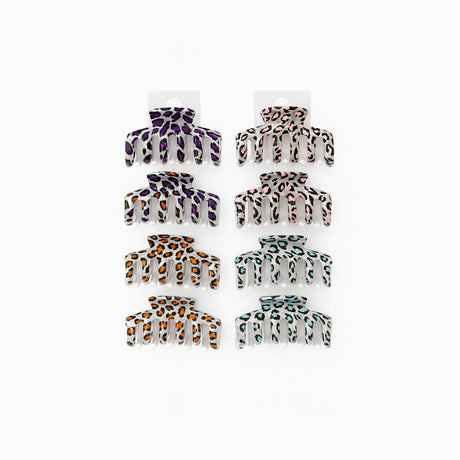 Set 12 Cleme Par Leopard 11cm , Accesorii Colorate si Rezistente pentru Coafuri